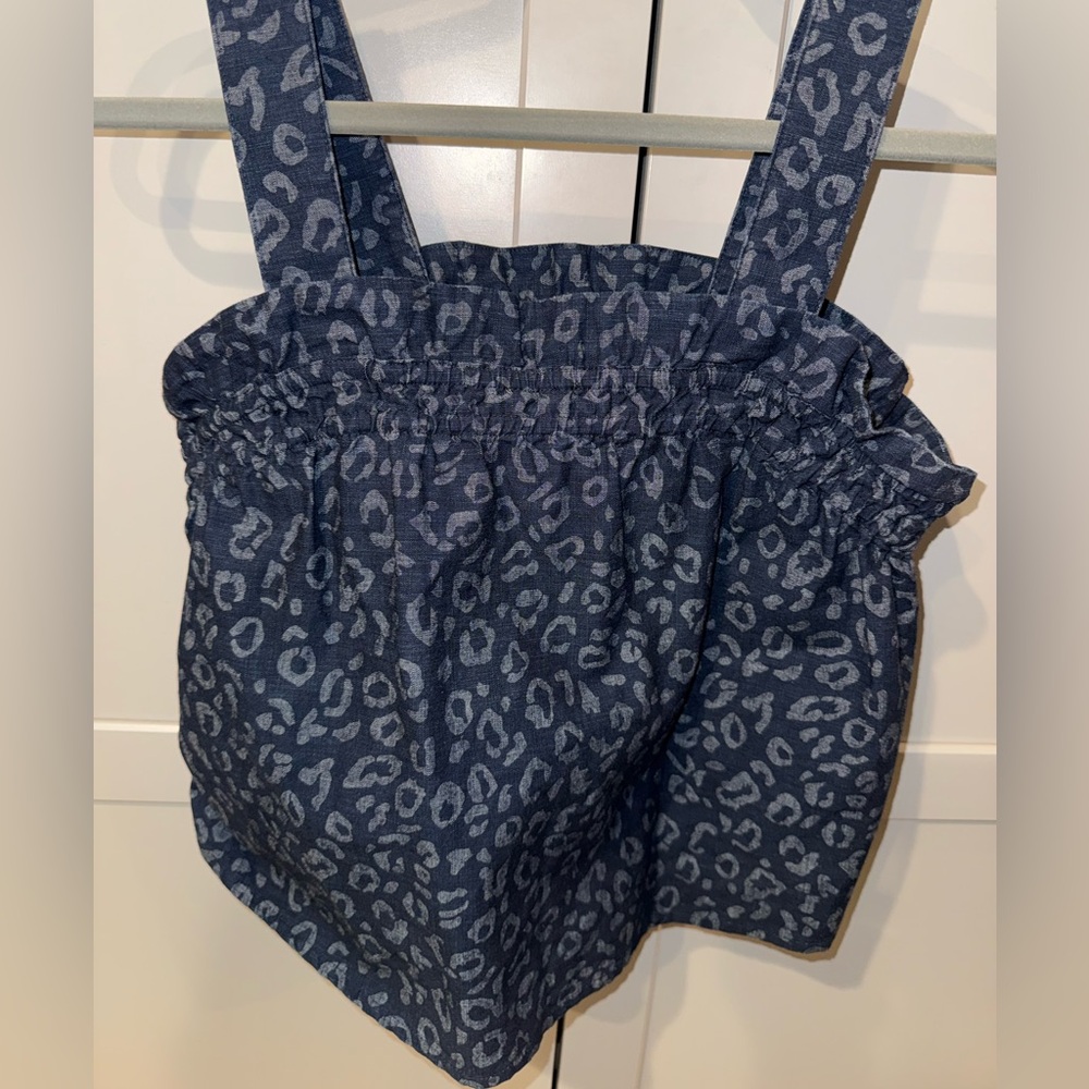 Joie | Leopard Print Smocked Cami Tank – Blue – Size XS 🐆 💙
